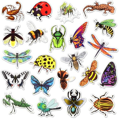 Insect Stickers, 50Pcs Summer Bug & Butterfly Waterproof Vinyl Stickers for Water Bottles, Laptop, Party Favors, Classroom Rewards & Gift Pack - style: Insect Stickers