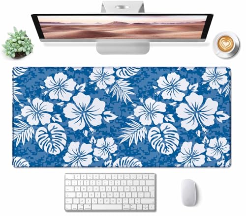 Gaming Mouse Pad, Large Non-Slip Rubber Base Mousepad, Keyboard Mouse Mat, Desk Pad with Stitched Edges, 31.5x15.7inch - Tropical Hawaii Hibiscus Floral - color: Tropical Hawaii Hibiscus Floral, size: 31.5L x 15.7W inches