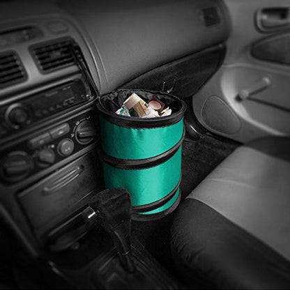 FH Group Automotive Waterproof Portable Collapsible Small Trash Can Garbage Container fits Most Cars,Polyethylene, SUVs, and Trucks Mint Universal fit - color: Mint, style: Small