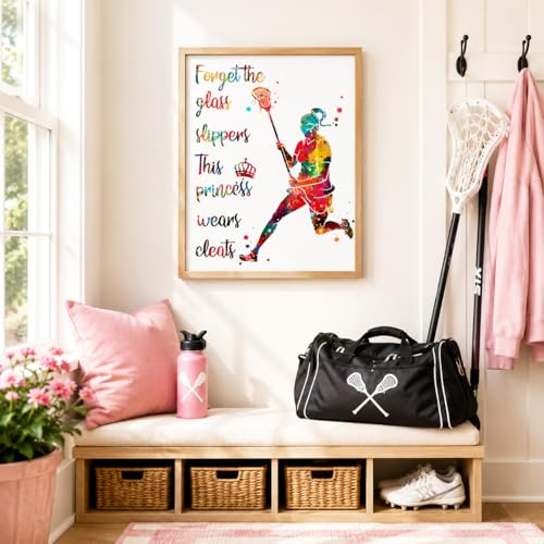 Inspirational Watercolor Lacrosse Girl Athlete with Empowering Quote Art Print for Girl's Bedroom Empowerment, Locker Team Spirit, Young Laxer Surprises, Aspiring Midfielder Tokens, Team Captain Honors, Coach Appreciation, Birthday Gifts - 8x10 Unframed P