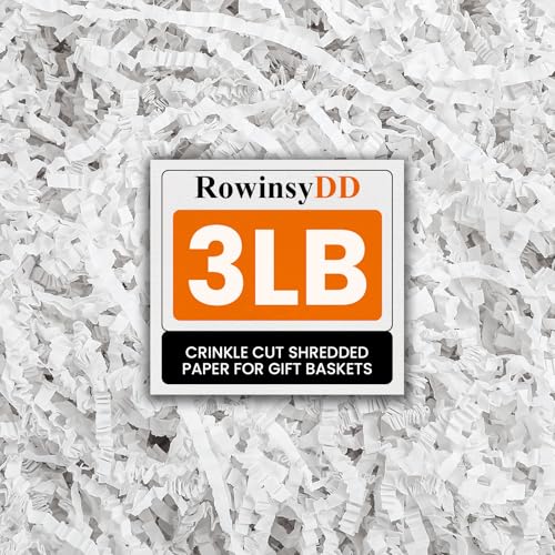 RowinsyDD 3LB White Crinkle Paper Filler, Cut Shredded Paper for Gift Baskets Packaging Wrapping Cushion Stuffing Box Confetti Filler for Easter Christmas Wedding Birthday Bridesmaid - color: White, size: 3LB