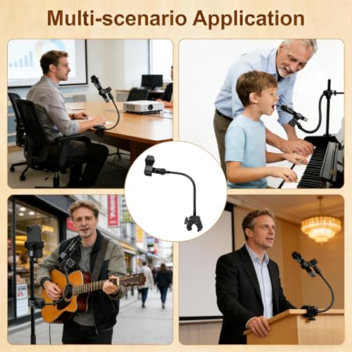 Microphone Stand Arm Gooseneck11.8”/30cmMic Stand Desk With Adjustable Mic Clip & Super Crab Clamp,Desk/Pole Mount Compatiblewith Shura/Fifina/AT2020/Pyla/Blua Snowbell/Rezer