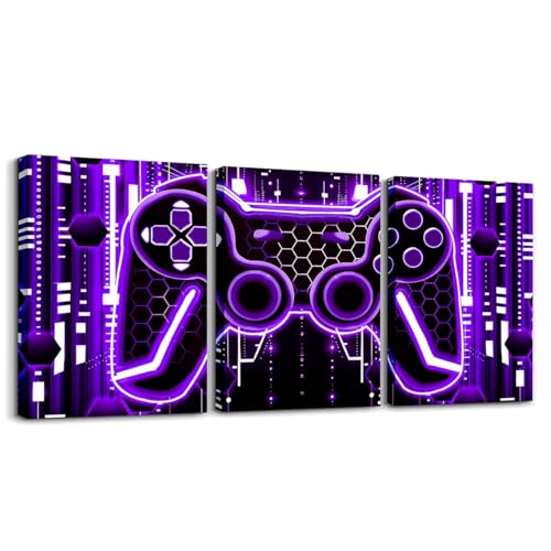 Feelyou Boys Girls Gamer Canvas Wall Art for Living Room Bedroom Honeycomb Gaming Wall Painting Posters Kids Gamepad Picture Wall Decor Game Console Controller Teens Bathroom Wall Art 12"x16"x 3Pcs - color: Multi A06