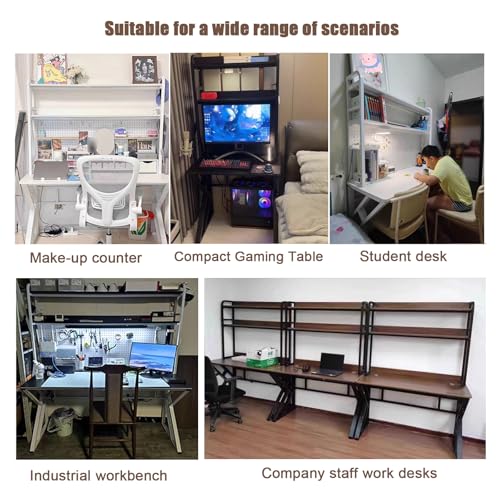 39.3in Gaming Desk with Bookshelf, Pegboard & Storage Shelves (Brown, 39.3in) - color: Brown, size: 39.3in
