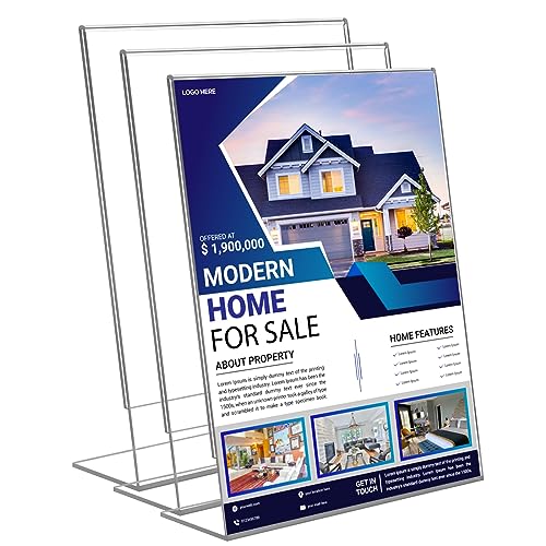 3 Pack Acrylic Sign Stand Holders, 8.5 x 11 Clear Plastic Table Paper Display Stand, Suit for Displaying Posters, Picture, Flyers, Menu - style: 3 pack
