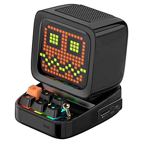 Divoom Ditoo Retro Pixel Art Game Bluetooth Speaker with 16X16 LED App Controlled Front Screen (Black) - color: Black