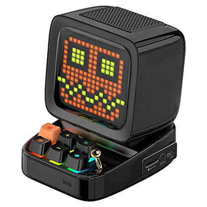 Divoom Ditoo Retro Pixel Art Game Bluetooth Speaker with 16X16 LED App Controlled Front Screen (Black) - color: Black