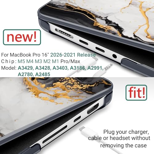 DONGKE Compatible with MacBook Pro 16 Inch Case (2026-2021 Release, M5 M4 M3 M2 M1 Pro/Max Chip), Plastic Hard Shell Cover with Keyboard Cover & Screen Protector for MacBook Pro 16", Abstract Marble - color: Abstract Marble D159