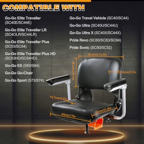 Seat Cover Set Compatible with Go-Go Elite Traveller, LR, Plus HD, ES, GO-Chair, Ultra X, Pride Revo and Sonic Mobility, 3&4 Wheel Folding Electric Scooter Wheelchair Covers (Leather)