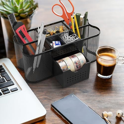 Deco Brothers Desk Organizers Pen Holder Office Caddy Storage, Black - color: Black