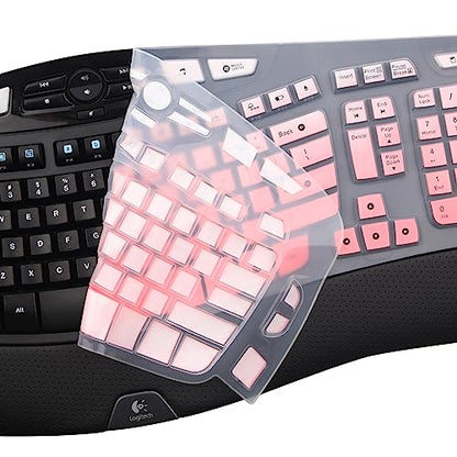 Keyboard Cover for Logitech K350 Wireless Wave & MK570 MK550 Wireless Keyboard, Logitech K350 MK550 MK570 Keyboard Accessories Protective Skin-Rainbow - color: Ombrepink
