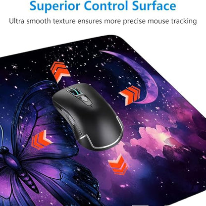 Butterfly Desk Mat Gaming Mouse Pad 31.5 x 11.8 Inch Star Moon Purple Pink Dreamy Mousepad Extended Large Laptop Keyboard Non-Slip Rubber Base with Stitched Edges for Home - color: Butterfly, size: 11.8W x 31.5L inches