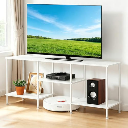 50 Inch TV Stand for Living Room White Entertainment Center with Open Storage Shelves Small TV Console Table Bedroom TV Media Cabinet for 50 43 40 32 Inches TV - color: White