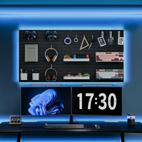 MULSAME Pegboard Combination Kit, 25.2" x 25.2" Wall Mounted Storage Set with 4 Pegboards & 20 Accessories Hanging, Peg Boards Organizer - color: Black, size: 25.2" * 25.2"