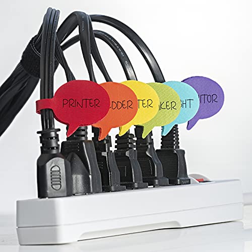 Cable Labels by Wrap-It Storage, Speech Bubbles, White (36-Pack) Write On Cord Labels, Wire Labels, Cable Tags and Wire Tags for Cable Management and Organizer for Electronics, Computers, More - color: White, size: Speech Bubbles