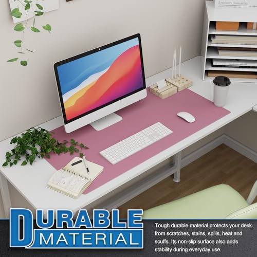 K KNODEL Large Office Leather Desk Mat, Mouse and Keyboard Pad, Computer and Laptop Mat, Desktop Protector and Cover, Writing Pad and Blotter (31.5"x15.7", Purple) - color: Purple, size: 31.5" x 15.7"
