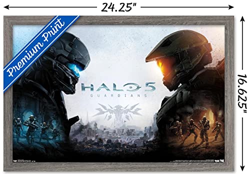 Trends International Halo 5 - Key Art Wall Poster, 22.4L x 14.7W, Barnwood Framed Version - color: Barnwood Framed Version, size: 22.4"L x 14.7"W