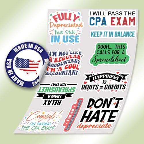 10pcs Accountant Sticker Sheet, Funny and Cute Vinyl Decals for Accountants, CPAS, Bookkeepers, Office Workers, Waterproof, UV-Resistant, for Laptop, Water Bottle, Journal, Notebook (Design 2) - color: Design 2