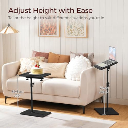 MAHANCRIS TV Tray Table, Height Adjustable TV Trays with 360° Swivel, Space-Saving Side Table for Couch, Multi-Functional Sofa Table with Anti-Slip Bar, Bedside, Black ETBK4501 - color: Black