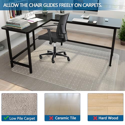Office Chair Mat for Carpet, 36" x 48" Low Pile Carpet Protector Mat for Office Chair, Under Desk Office Mats for Rolling Chairs, Easy Glide, Rectangle - color: Flat-pile Carpets, size: 36'' x 48'' Rectangle
