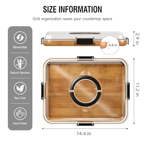 Renmxj Carbonized Charcuterie Board with Clear Lid, Portable Cheese Board Charcuterie Boxes Cutting Boards for Kitchen, House Warming Gifts New Home, Gifts for Women (Carbonized Bamboo, 1 Compartment) - color: Carbonized Bamboo, size: 1 Compartment