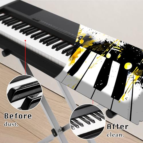 Nuxovilar Stretchy 88 Keys Keyboard Piano Dust Cover, Dust - Proof Elastic Milk Silk with Ink - Splashed Black & White Keys Art for Digital Pianos - color: WP99297-A