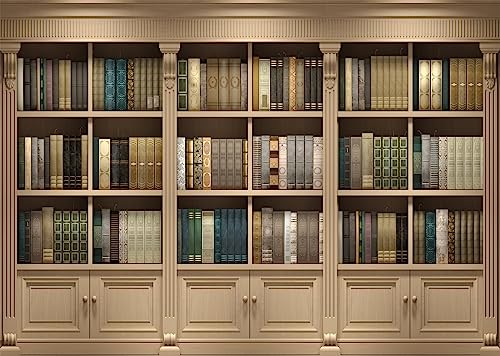 BELECO 15x10ft Fabric Vintage Wooden Bookshelf Backdrop Library Study Living Room Bookcase Books Background for Video Conference Zoom Meeting Home Office Decoration Photo Studio Props Wallpaper - size: 15x10FT