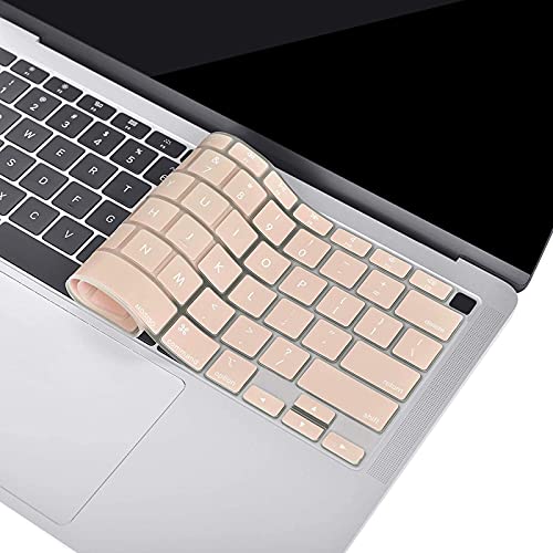 MOSISO Keyboard Cover Compatible with MacBook Air 13 inch 2022 2021 2020 Release A2337 M1 A2179 Retina Display with Touch ID Backlit Magic Keyboard, Waterproof Protective Silicone Skin, Camel - color: Camel