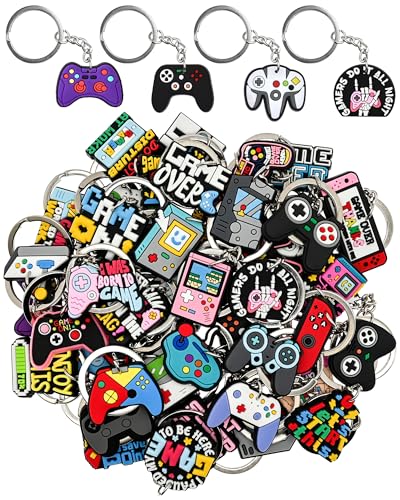 Keychains Bulk,Funny Key Chain for Prizes Incentives Holiday Gifts Birthday Party Favors - color: 50pcs Game Keychains