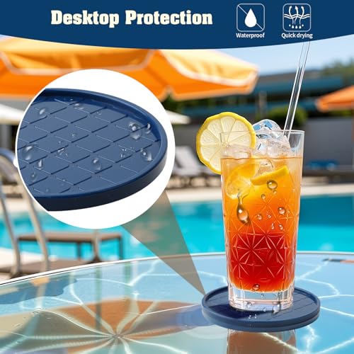 Coasters,Drink Coasters Set of 8 with Holder (Navy Blue, 12pcs) - color: Navy Blue, size: 12 pcs