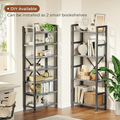 SUPERJARE Triple Bookshelf, Bookcase with 11 Open Display Shelves, Wide Book Shelf Book Case for Home & Office, 4 Tier, Grey - color: Grey, size: 4 Tier