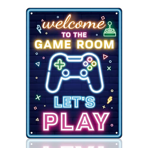 Welcome to the Game Room Wall Decor - Cool Video Game Themed Sign, Ready to Hang Neon Signs & Poster for Teen Boy Bedroom, Gamer Gift for Son, Friends, Game Lover（11 * 8inches，Rope included） - color: Welcome to the Game Room KO001
