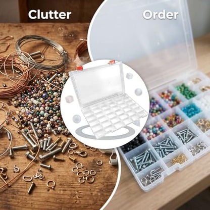 Varku 4 Pcs Plastic Organizer Box, 36 Grids Compartments, Clear Bead Storage Containers, Fixed Dividers, 11.1 x 7.6 x 0.8 in Versatile Craft Box for Parts, Jewelry - size: 4Pcs 36 Grids