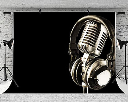 9x6ft Music Theme Birthday Background Microphone Birthday Party Decoration Music Theme Party Photography Background Props BJAY13 - size: 9x6FT