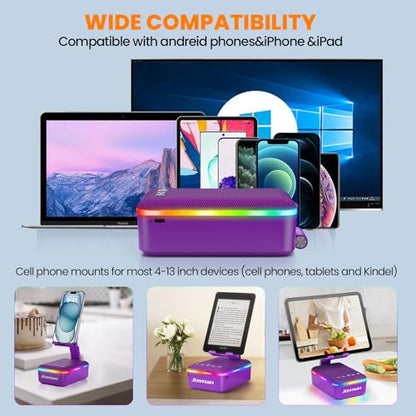 JTEMAN Gifts for Men Women,Cell Phone Stand with Bluetooth Speaker,LED Light,and Lanyard,Cool Tech Gadgets,Unique Birthday Gifts for Men Husband Mom Dad-Purple - color: Purple
