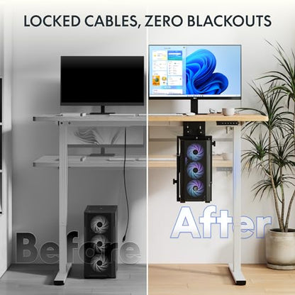 FLEXISPOT Computer Tower Stand, PC Stand up to 44lbs, CPU Holder Adjustable Height and Width Fits Mid-Tower and Mini-Tower, For Single-crossbeam - size: For Single-crossbeam