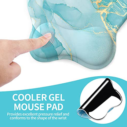 eulps Mouse Pad with Wrist Rest, Comfortable Computer Mousepad with Gel Wrist Support Smooth Surface and Non-Slip PU Base for Pain Relief, Laptop, Office & Home (Blue Marble) - color: Blue Marble