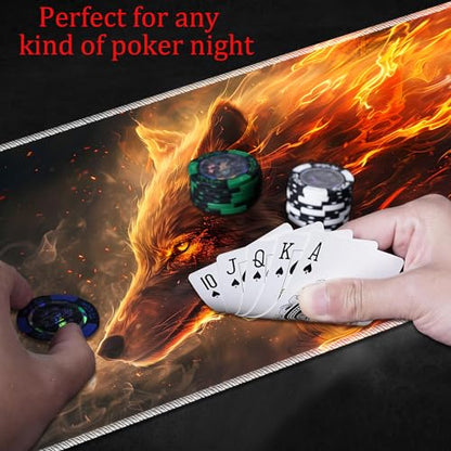 MTG Playmat, Smooth Surface Game Play Pad MTG TCG 24 x 14 inch with Storage Bag, Non-Slip Mouse Pad Card Fighting Game, Fire Wolf - color: Fire Wolf