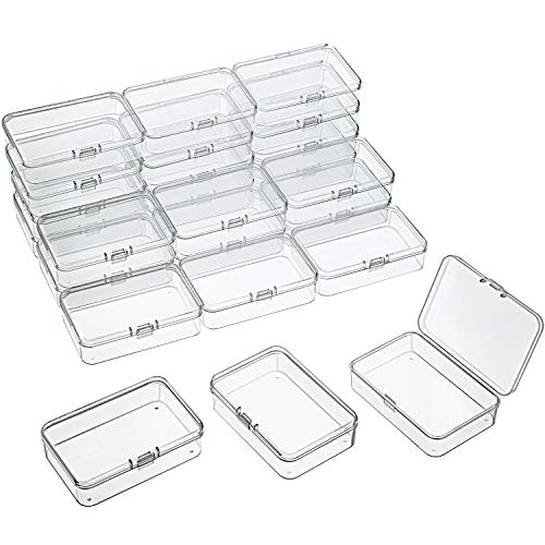 SATINIOR 24 Packs Small Clear Plastic Beads Storage Containers Box with Hinged Lid for Storage of Small Items, Crafts, Jewelry, Hardware (3.7 x 2.5 x 1 Inches) - size: 3.7 x 2.5 x 1 in