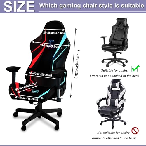 Gaming Chair Covers, 3D Printing Stretchable Soft Non-Slip Easy to Install Gamer Chair Cover with Armrest Cover(No Chair)(H) - color: H