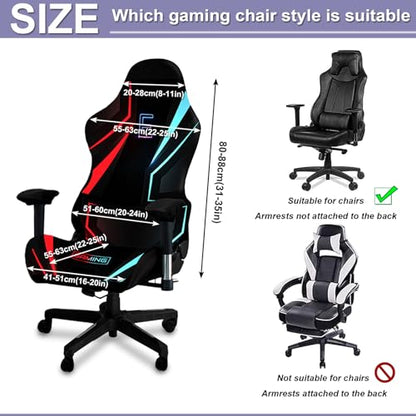 Gaming Chair Covers, 3D Printing Stretchable Soft Non-Slip Easy to Install Gamer Chair Cover with Armrest Cover(No Chair)(H) - color: H