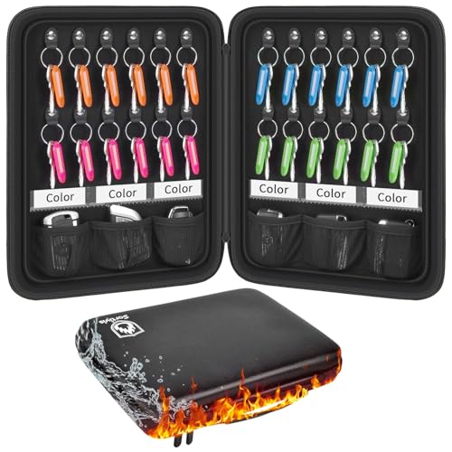 Key Organizer Case, Fireproof & Waterproof Key Holder Storage Bag with 24pcs Keys Tags, Portable Zippered Key Box for Home, Office, Estate Sales, Hotel Executives (24 Keys Tags Included) - size: Medium