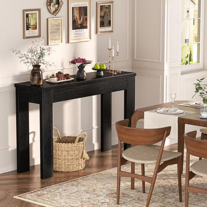 Armocity Console Table, Small Farmhouse Wood Entryway Table, Sofa Tables Narrow Long Behind Couch, Entry Table for Entrance, Hallway, Living Room, 32", Embossed Black - color: Embossed Black, size: 32"