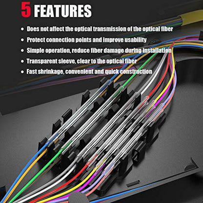40mm Clear PE Heat Shrinkable Tube Fiber Optical Cable 2.6mm Dia Fusion Splice Protection Sleeve 100pcs