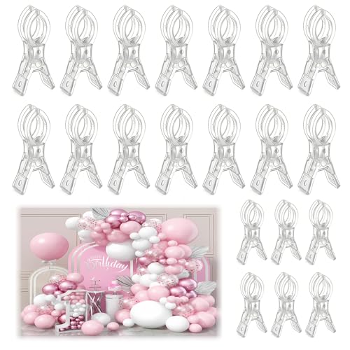 20 Pack Plastic Transparent Balloon Arch Clips for Backdrop | 3.5 Inch Heavy-Duty Spring Clamps for Birthday Decoration Accessories Beach Towels Crafts Swimming Pool Photography Studios