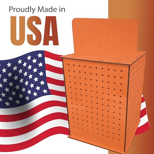 TORCHED DISPLAYS Rotating Display Stand | 22.5 x 16.76-inch | Rotating Organizer Wood Pegboard | Pegboard Display Stand for Craft Shows, Vendor Events, Jewelry, Accessories | Orange - style: Orange