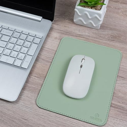Faux Leather Mouse Pad 6 x 8 INCH – Elegant & Waterproof | Synthetic Leather, Non-Slip Rubber Base, Stitched Edges | Ideal for Laptop, Office, Travel (Light Green) - color: LIGHT GREEN