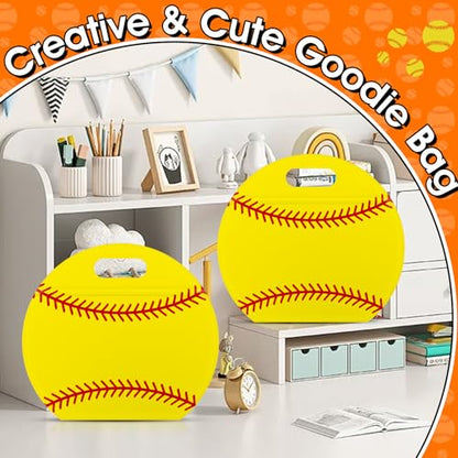 AKAIXI 24pcs 3.5Mil Thickened Softball Goodie Bags Reusable Sealed Bags | with Handle Stand-up Softball Goodie Bags for Coach Team Softball Mom, Party Favor Birthday Gifts Candy Bags Supplies - color: Softball