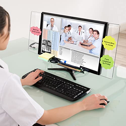 3 Pieces Multifunction Computer Monitor Memo Board Side Panel Memo Top Mount Acrylic Transparent Message Board for Screen Cabinet, Left and Right