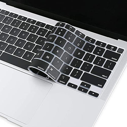 MOSISO Keyboard Cover Compatible with MacBook Air 13 inch 2022 2021 2020 Release A2337 M1 A2179 Retina Display with Touch ID Backlit Magic Keyboard, Waterproof Protective Silicone Skin, Black - color: Black